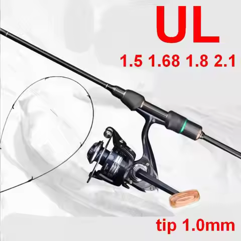 ZZ279 1.5m 1.68m 1.8m 2.1m Spinning (Straight Handle) or Casting (Gun) UL Fishing Rod Solid Tip 1.0m