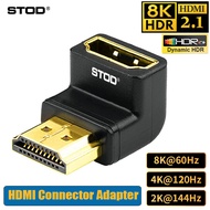 STOD HDMI Extender Male to Female Connector HDMI 2.1 Cable Adapter Extension Converter Elbow L Shape 90 Degree 270 Right Angle Upward downward 8K 4K 2K 1080P for TV Moniotor PC Projector KVM Splitter PSP with Video Audio Output Display Extend Black