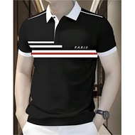 2025 Summer Black Polo Shirt For Men Plain Formal Thick Fabric Polo Shirts For Men With Short Sleeve
