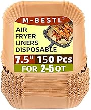7.5 Inch Air Fryer Parchment Paper Liners Square,150 Pcs Non-stick &Oil-proof Air Fryer Liners Dispo