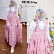gamis rayon viscose motif bunga dress muslim wanita busui 8121 natasya
