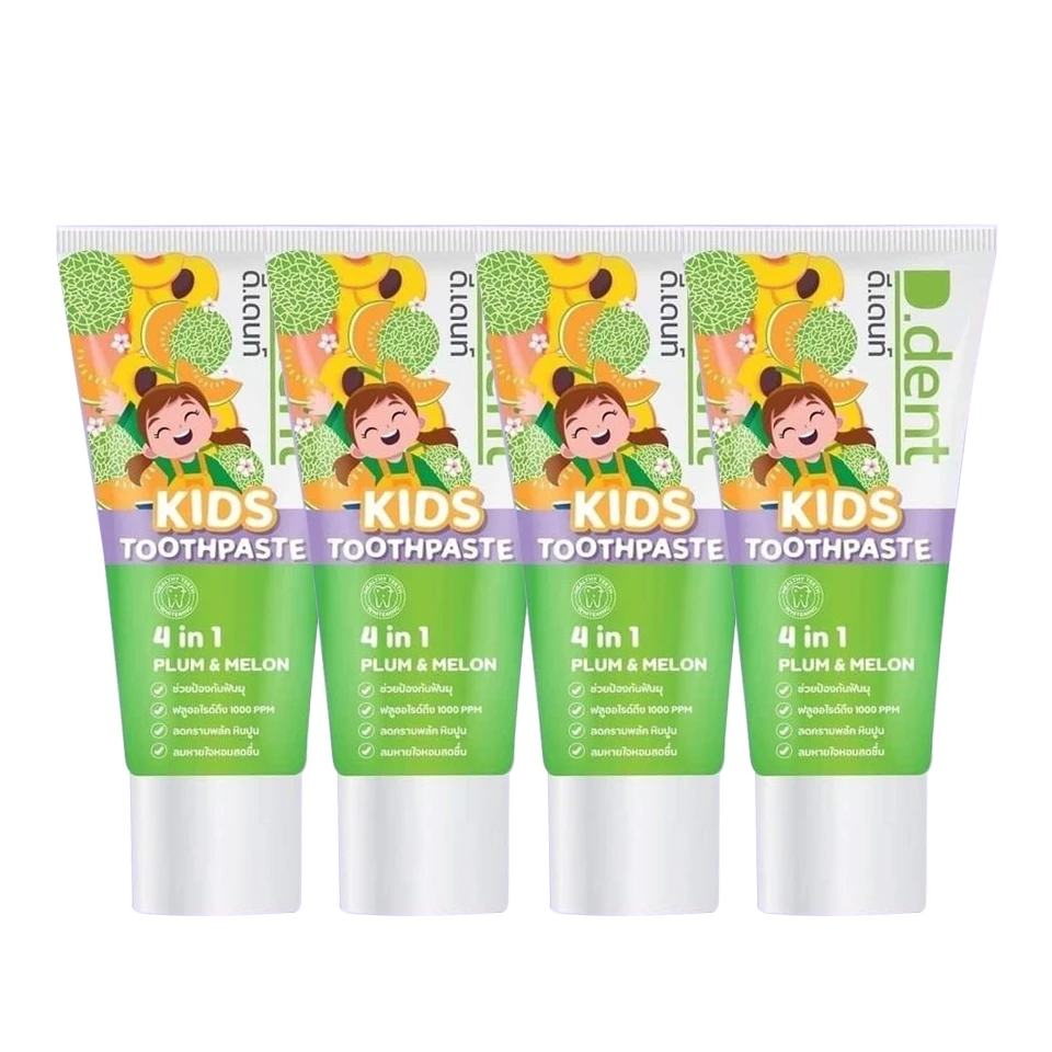 ยาสีฟัน D dent Kids  PLUM&amp;MELON กลิ่นผลไม้ 50g