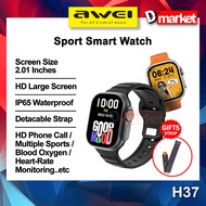 Awei H37 Sport Smart Watch 2.01 Inch HD Display Bluetooth Calling Heart Rate Fitness Watch Awei Smar
