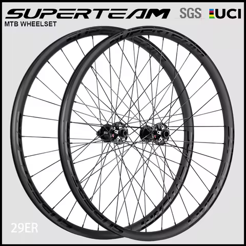 SUPERTEAM 29ER 35mm Tubeless MTB Carbon Wheelset Mountain Bike Wheelset Boost 110mm/148mm 32-32H