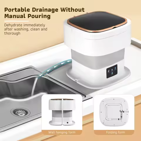 New Portable Washing Machine, Mini Washing Machine And Dryer 10L, Folding Ultrasonic Underwear Washi