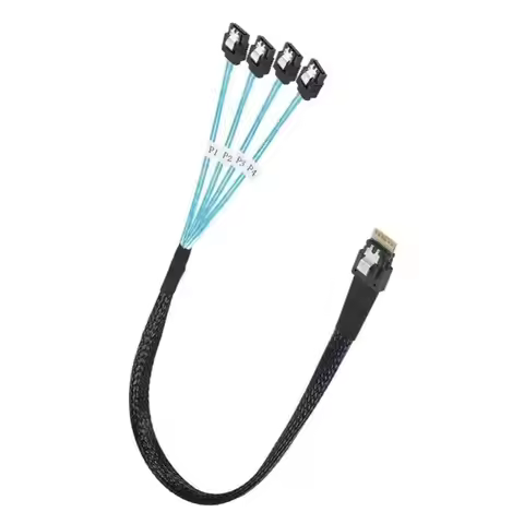 Slim MINI SAS 4.0 SFF-8654 4i 38pin Host To 4 SATA 7pin Target 12Gb Server Hard Disk Multi Lane SAS 