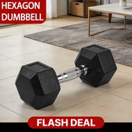 Rubberized Hex Dumbbell 5/10/15LBS Hexagon Dumbbells with Metal Handle Home Gym Equipment
