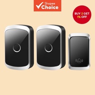 Home wireless doorbell, waterproof chime, self-powered ring, 2 receivers + 1 button, 60 melodies, 5 