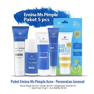 ST Paket Skincare Emina Antri Jerawat Ms Pimple Murah 5 pcs - 5 in 1