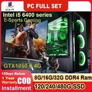 【E-sports】Games Desktop computer set High configuration Designer drawing computer full set Intel Core I5 6400T 2.2GHZ main frequency GTX-1050ti 4G GPU Graphice card 16G DDR4 Memory 480G SSD 24inch Monitor PUBG E-sports Computer for Gaming PC Full Set