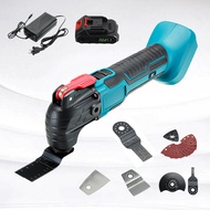 18V Quick-Release Oscillating Multitool เหล็กไฟฟ้าตัดและตัดแต่งเครื่อง Anti-Vibration ความเร็ว Trimmer Renovator เลื่อยไฟฟ้า2 Pcs แบตเตอรี่18V &amp; Saw Blades ชุด