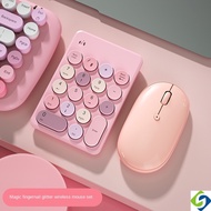Original Bow lipstick retro circle Number Pad  wireless Bluetooth digital keyboard and mouse set iPad laptop desktop computer with keyboard Mini financial accounting office typing