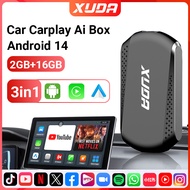 【Worldwide Delivery】 XUDA Android14 Wireless CarPlay& Auto 3in1quad core 4+64GB smart Box built-in Y