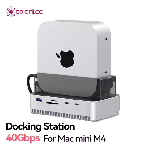 40Gbps Mac Mini M4 Dock Stand with M.2 NVMe SSD Enclosure 40Gbps USB C/A, TF/SD Mac Mini Hub for Mac