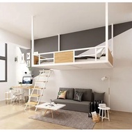 ❣Nordic loft elevated bed hanging bed multifunctional loft bed hanging wall bed simple single up ☟♥