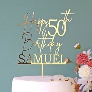 Personalized Name And Age Cake Topper Custom Happy 50th Birthday Cake Topper Anniversary, Fabulous 5