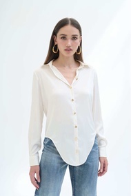 Gold button-down shirt