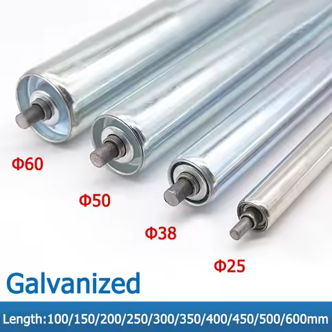 Diameter 25/38/50/60mm Galvanized Roller Conveyors Stainless Steel Total Length 100 150 200 250 300 