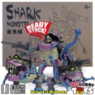 Xiaomo Transformable Robot - XM01 Shark Monster , Set of 3 Sharkticon Gnaw KO Studio Series 86-08
