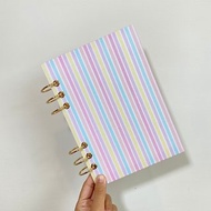 粉色條紋 - A5 / A6 6孔活頁本 封面可水洗 無時效 行事曆 手帳