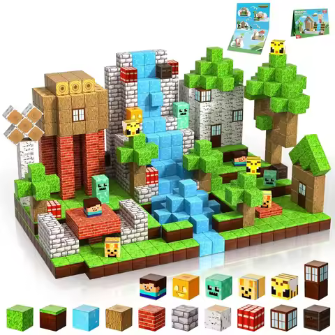 Magnetic Building Blocks Mine World Magnetic Forest House Brick Cube Toys Set STEM Sensory 2026 Best