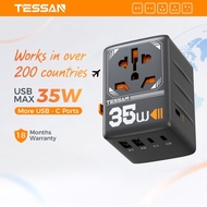 TESSAN 35W International Universal Travel Adapter with Type-C Fast Charging USB C Universal Adapter