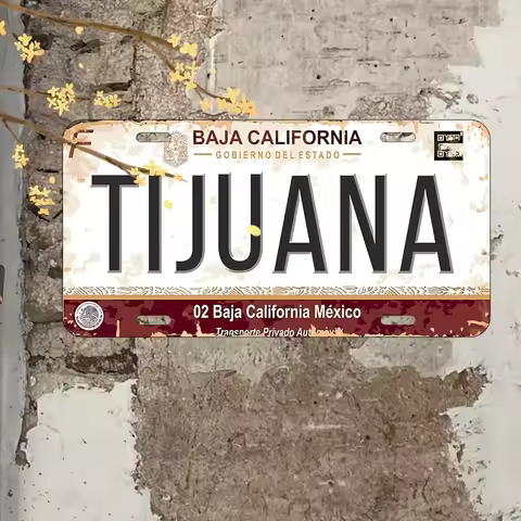 Vintage Mexican License Plate Metal Tin Sign - 15.24x30.48 cm Baja California & Tijuana Wall Art, Di