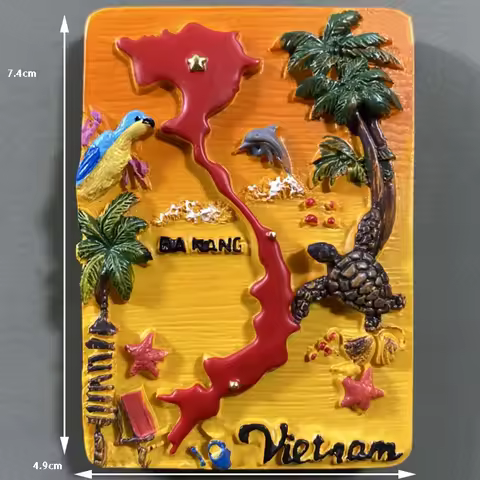 Vietnam, Da Nang, map,3D Stereoscopic,Tourism souvenirs,Resin painting,Decoration home,Refrigerator