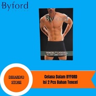 BYFORD Boxer Briefs 2 Pcs Tencel Material Super Soft Boxer Shorts Men's Underwear - S