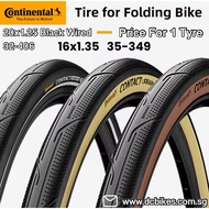 Continental 16 X 1.35 | 20 X 1.25 Contact Urban PureGrip Brown | Creme Folding | Black Wired Tyre - 