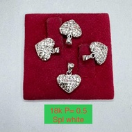 18K Saudi White Gold Heart Pendant