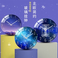 Internet celebrity glass wall clock Living room clock Home silent clock Bedroom quartz clock Modern 