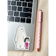 💖WATERPROOF💖 We Bare Bears WBB Ice Bear &amp; Chloe in Shock Sticker #1389