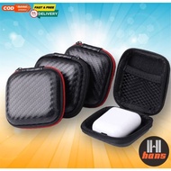 IEM TWS Earpods Earphone Storage Case Charger Cable Coin Premium Carbon Motif Carrying Pouch KZ