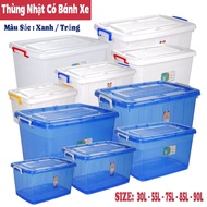 VIET JAPAN RECTANGULAR PLASTIC STORAGE BIN 30L- 55L- 75L- 85L- 90L WITH LOCKED HANDLE AND WHEELS FOR