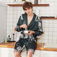 2022 Spring Autumn 100 Silk Luxury Satin Kimono Robe Man Shower Pajamas Home Tops Nightgown Pijama M