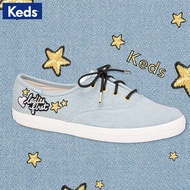 Keds Denim Canvas Shoes Preppy Style Casual Shoes English Letters Stars Embroidery Korean Version Zheng Xiujing Poster Style hello