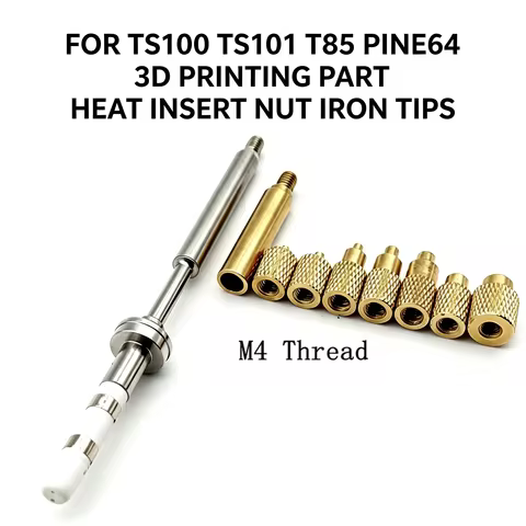 Pine64 TS100 Heat Insert Nut Soldering Iron Tip, Internal Thread Brass Hot Melt Insertion Kit M2-M8 