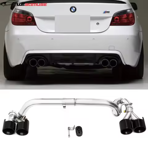 Dual Exhaust Tip For BMW E60 523i 520i 2006-2011 Up To MT Look Quad Stainless Steel Car Exhaust Tip 