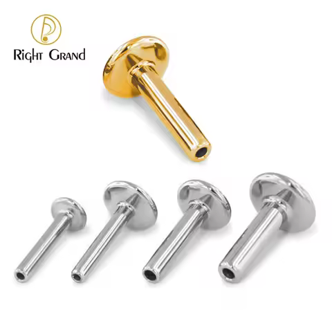5pcs/lot Right Grand ASTM F136 Implant Grade Titanium 16G Internally Threaded Flat Back Disc Lip Lab