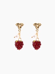 Cider Leaf Grape &amp; Faux Pearl Earrings
