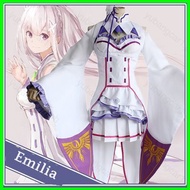 Emilia Cosplay Costume Wig Set | Anime Halloween Party Outfit