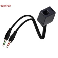 [tishita] Professional Female RJ9 to Male 3.5mm Adapter Cable Converter 35cm Black