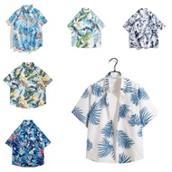 🚚Local Deliver Baju Lelaki Hawaii Corak Bunga Tropika Menarik Baju Pantai Baju Lelaki Musim Panas