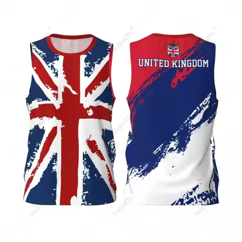 Men Basketball Sports United Kingdom Flag Running Fitness Multifunction Jersey Sleeveless shirt Cust