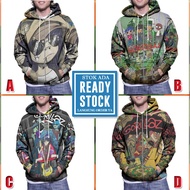 Zipper Hoodie Gorillaz Fullprint Hoodie Polyester Jersey Material | Size S M L XL XXL 3XL | Zipper H