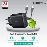 Aukey Charger PA-F3 - 500482 + Aukey Cable CB-CD29 Black / Red