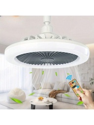 Ventilador de techo LED elegante de 1 pieza con 5 aspas y luz de atenuación de 3 colores - 3 velocidades, diseño de montaje enrasado para habitaciones y oficinas