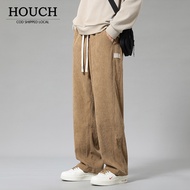 HOUCH COD Corduroy Pants For Men Korean Khaki Baggy Straight Cut Slacks Slocks Trouser Pants Man
