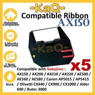 5 Units Compatible Nakajima AX150 AX 150 AX200 AX210 AX220 Black Typewriter Ribbon For AX150 AX200 A